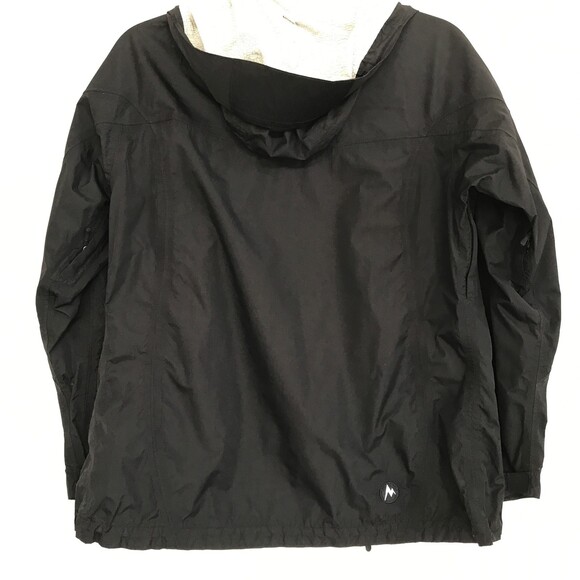 SOLD!!  Marmot Small Membrain Black Hooded Jacket Zipper Pockets Damaged Lining - Picture 7 of 14